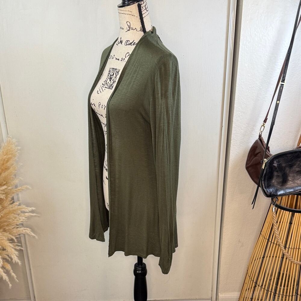 Anthropologie Robin K Olive Green Cardigan  w/ Intricate Back Design size Medium - Picture 5 of 9